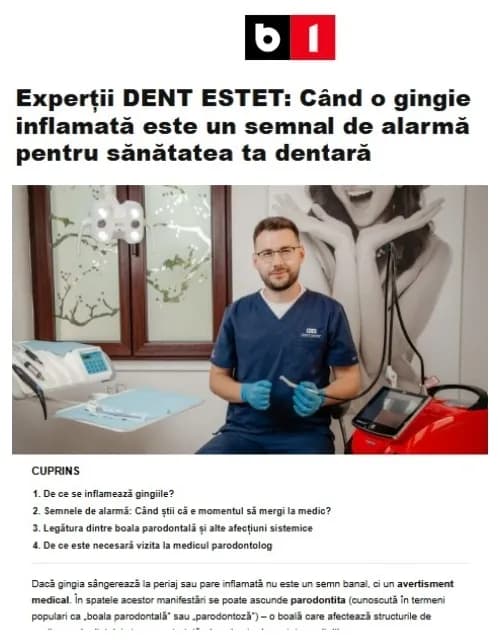 Expertii DENT ESTET despre gingia inflamata la B1tv.ro