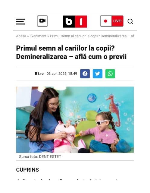 Articol DENT ESTET publicat pe site-ul b1tv.ro
