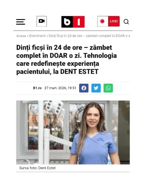 Articol DENT ESTET publicat pe site-ul b1tv.ro