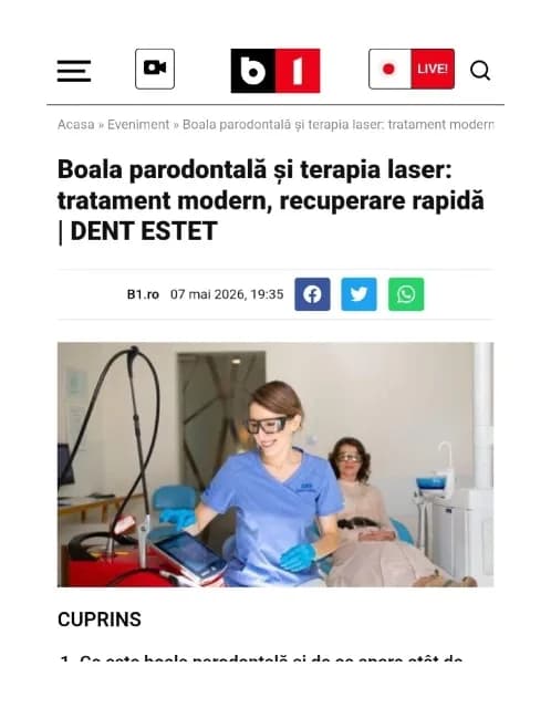 Articol DENT ESTET publicat pe site-ul b1tv.ro
