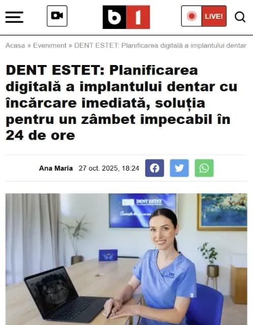 Preluare articol B1TV - Implant dentar imediat