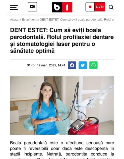 Preluare articol B1TV - Boala parodontala