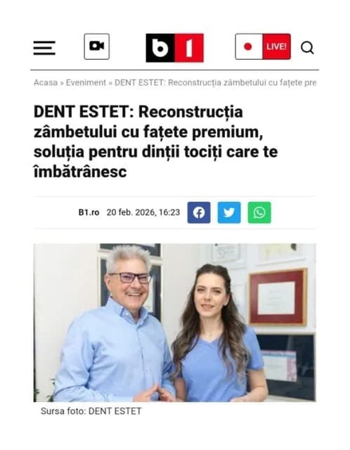 Articol DENT ESTET publicat pe site-ul b1tv.ro