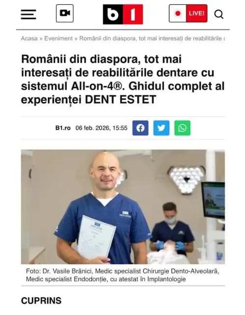 Preluare articol B1TV - Românii din diaspora și All-on-4