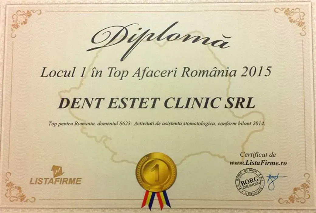DENT ESTET, din nou locul 1 în topul clinicilor dentare din România
