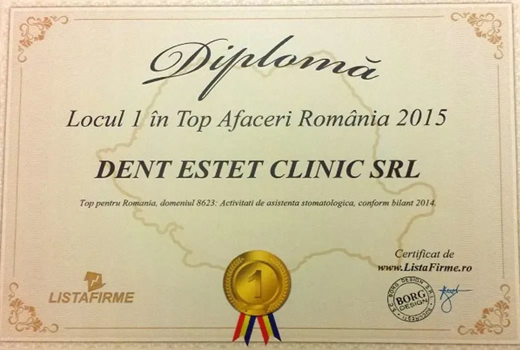 DENT ESTET, din nou locul 1 în topul clinicilor dentare din România